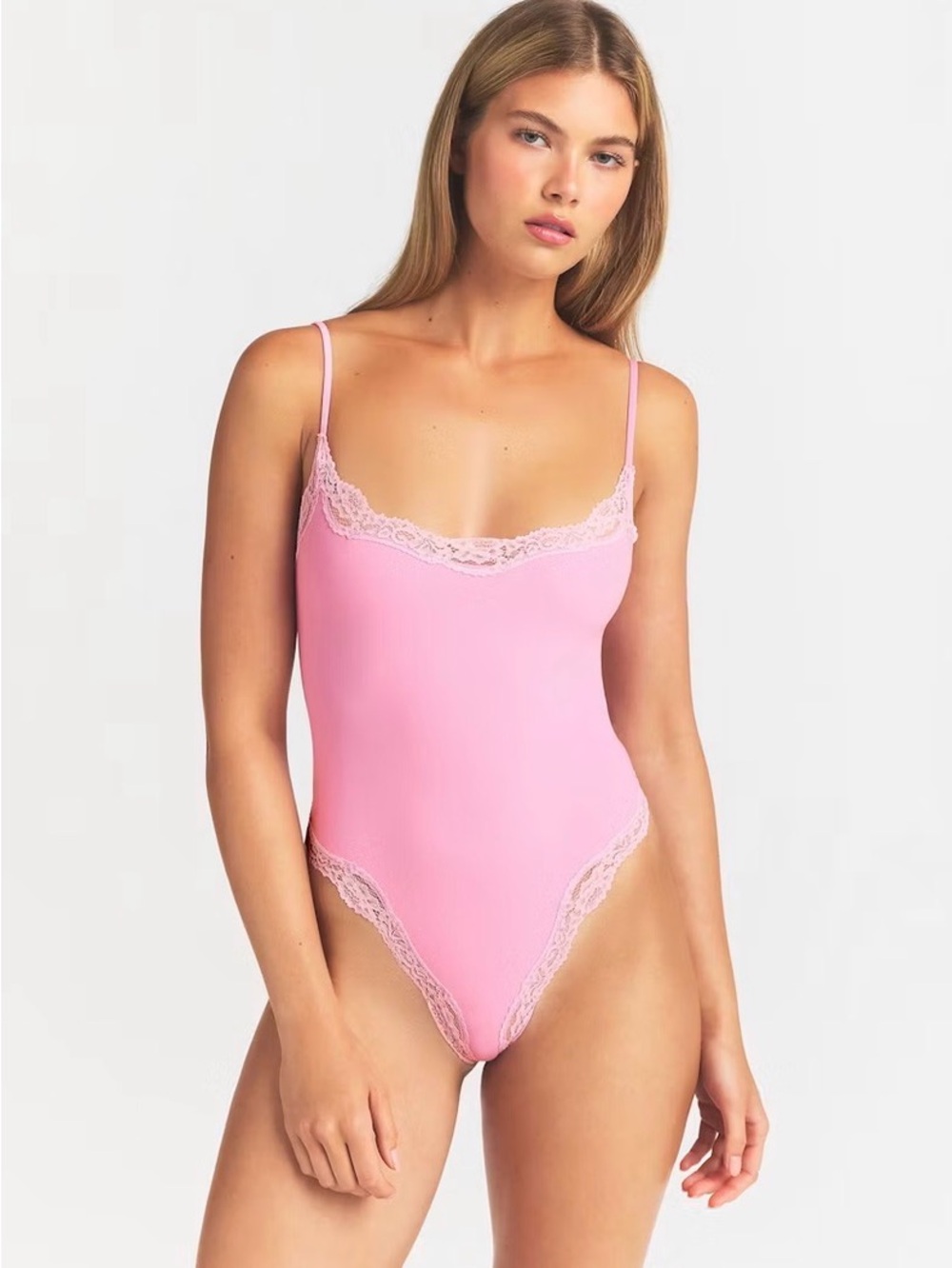 NWT SKIMS Cami Pink Lace Bodysuit ORG RETAIL $64